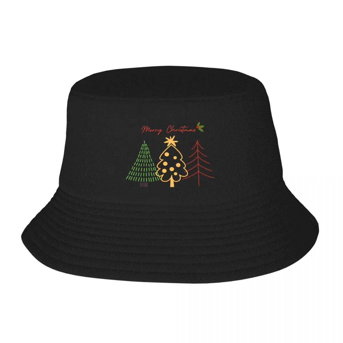 Cute Christmas tree & slogan Bucket Hat Anime Trucker Hat Streetwear Caps Hats Man Women's