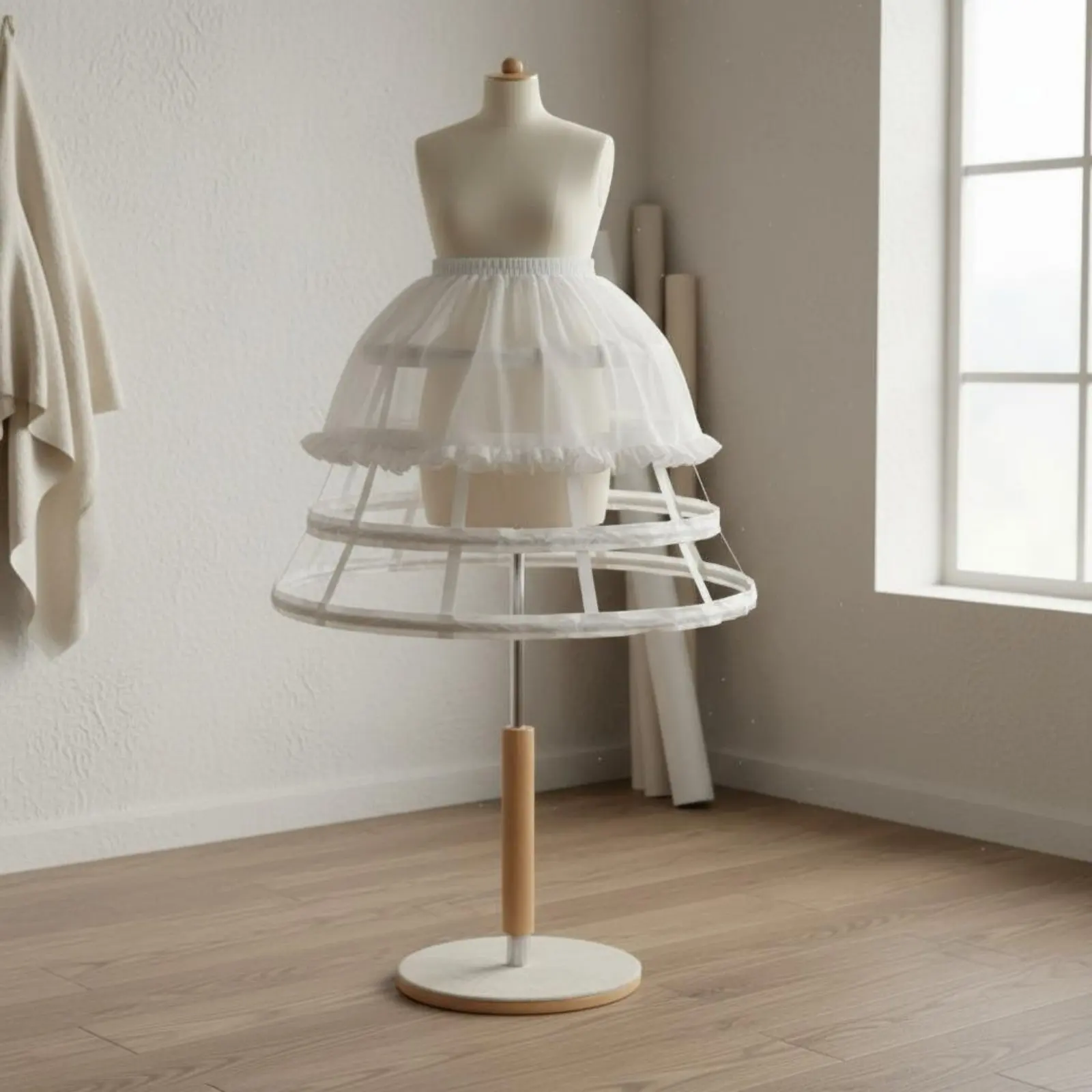 

Crinoline Petticoat Wire-Supported Bell-Shaped Petticoat Hoop Underskirt Voluminous Outline Hoop Skirt Steel Hoops