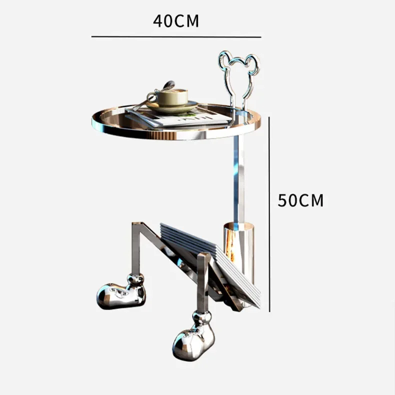 

Internet celebrity cartoon creativity, sofa side living room, modern light luxury Mickey, small coffee table designer