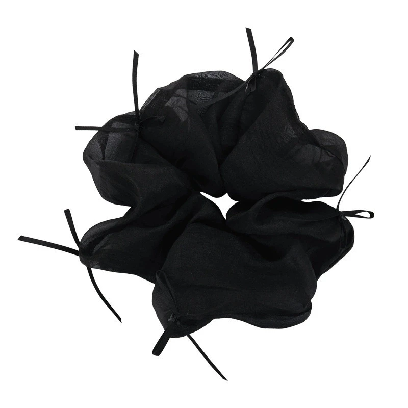 Attaches de cheveux élégantes en mousseline de soie transparente, 3 pièces, avec accents de nœud délicat, accessoires pour cheveux Fairycore en crème de lavande, Look semblable à une princesse