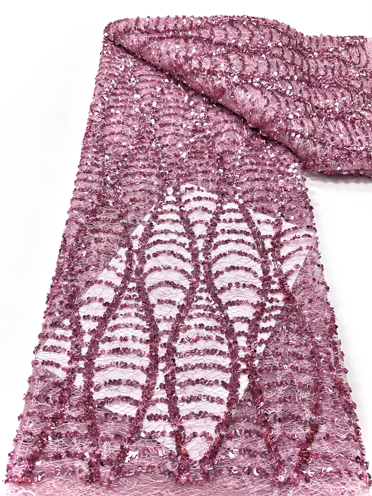 

Африканское кружево с бисером 2026: Премиум-качество, яркое нигерийское кружево с пайетками, материал для свадебных платьев, 5 ярдов