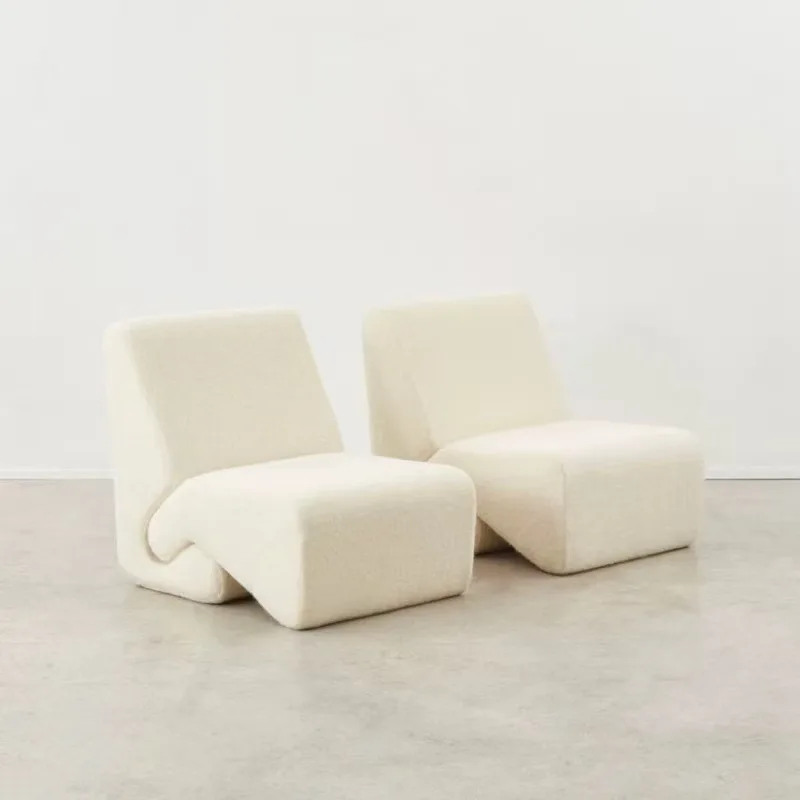 Single Sofa Curved Special-shaped Corner Model Room New Living Room Leisure Chair Solid Wood Simple Home