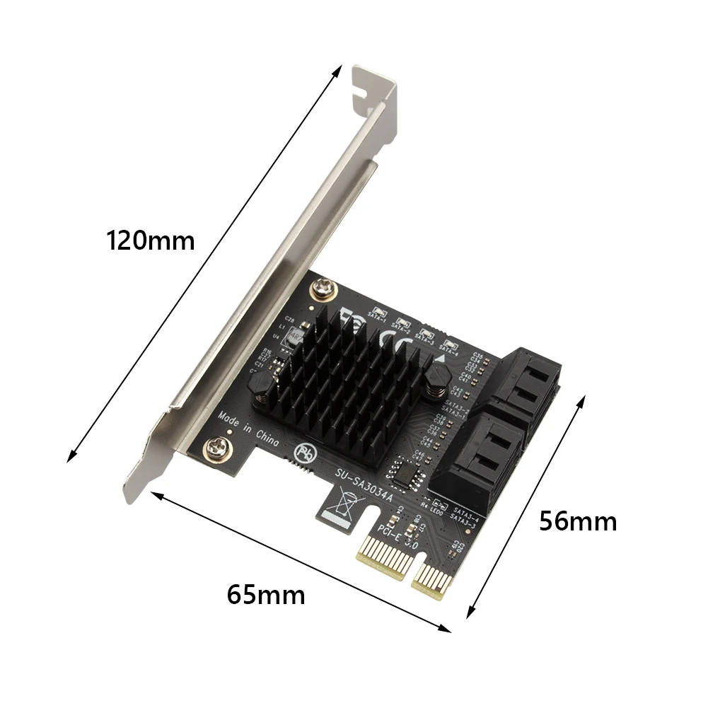 4 포트 SATA III-PCIe PCI Express 3.0 X1 6Gbps 확장 카드 어댑터 HDD 이미지 카드용 확장 케이블 어댑터 카드