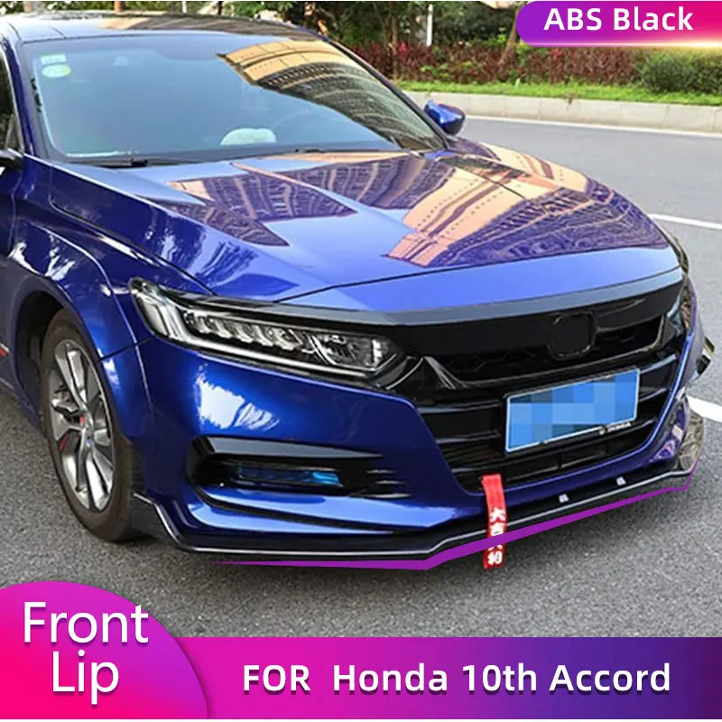 

Блеск АБС, черный передний бампер, спойлер для губ для Honda 10-accord 2018-2021, автомобильный гоночный фартук для подбородка, защитный комплект для кузова