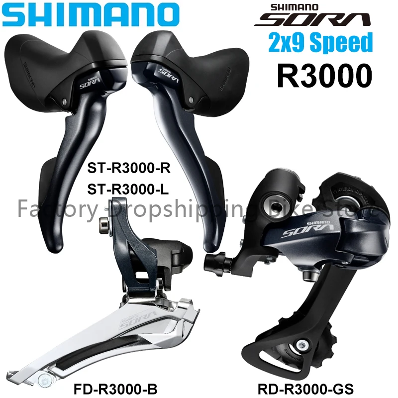 SHIMANO SORA R3000 2x9 Speed Road Bike Groupset DUAL CONTROL LEVER ST Medium Cage Rear Derailleur Shifter Original Bicycle Parts