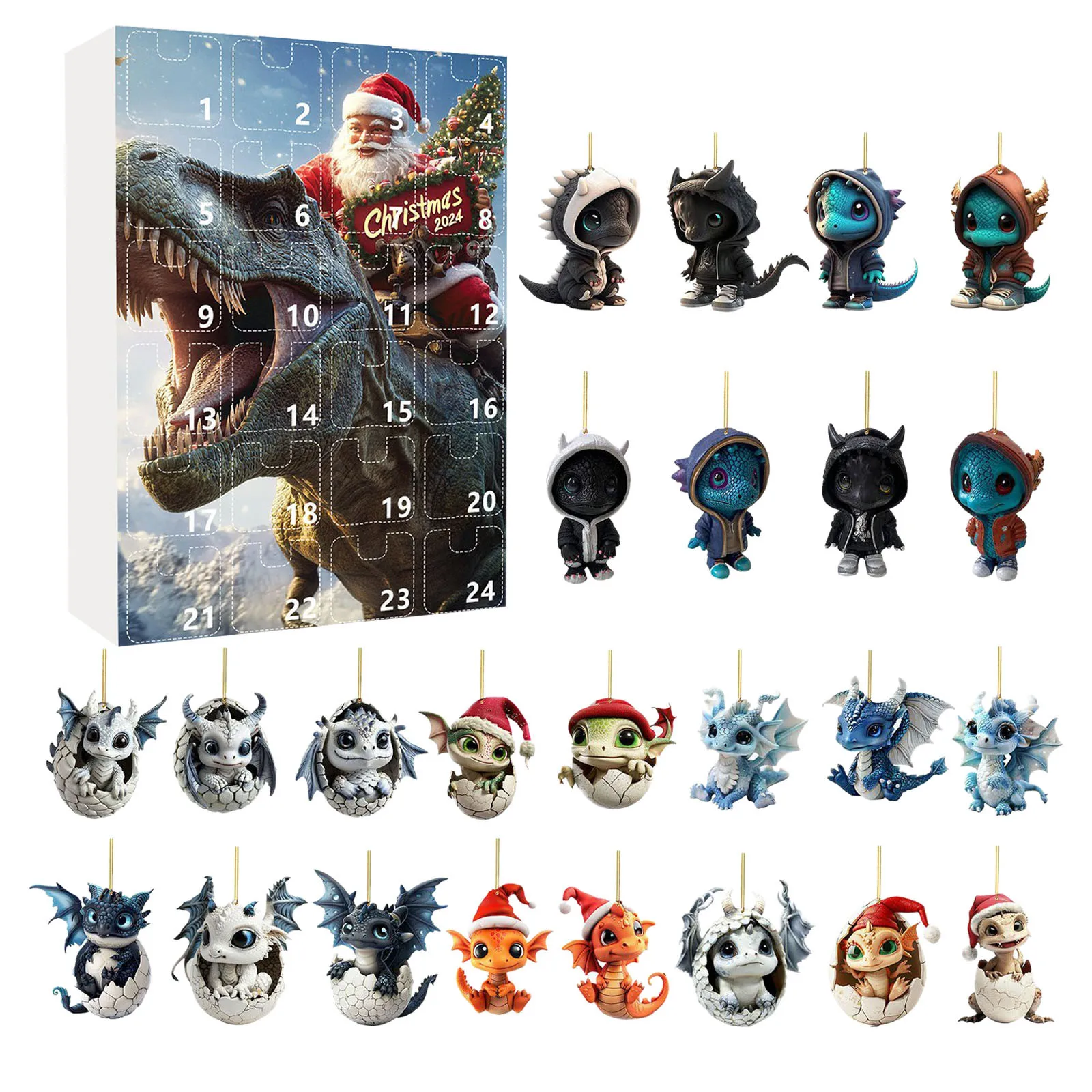 Gadgets ครัวแปลกต้นคริสต์มาสจี้มังกร Advent ปฏิทิน 2024 24 วันคริสต์มาสปฏิทินนับถอยหลังสําหรับทารกนับถอยหลัง