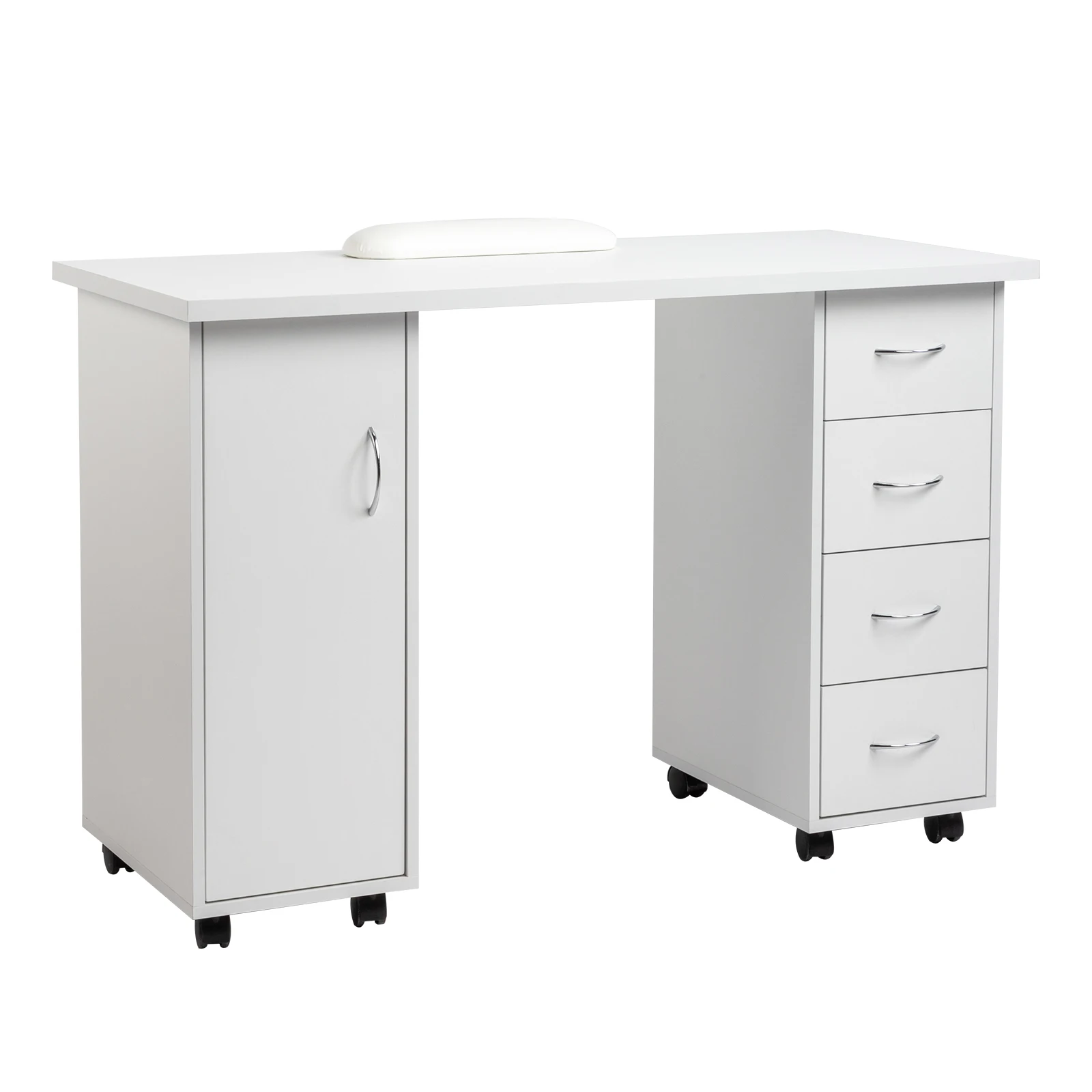 Double Edged Manicure Nail Table with Drawer White