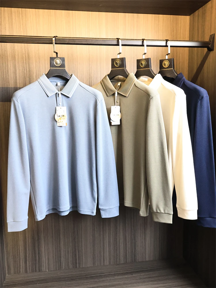 

High-End Men's Long Sve irt Anti-Static Warm Lightweight Busin Casual Pure Color Autumn Winter Faion Urban Sle