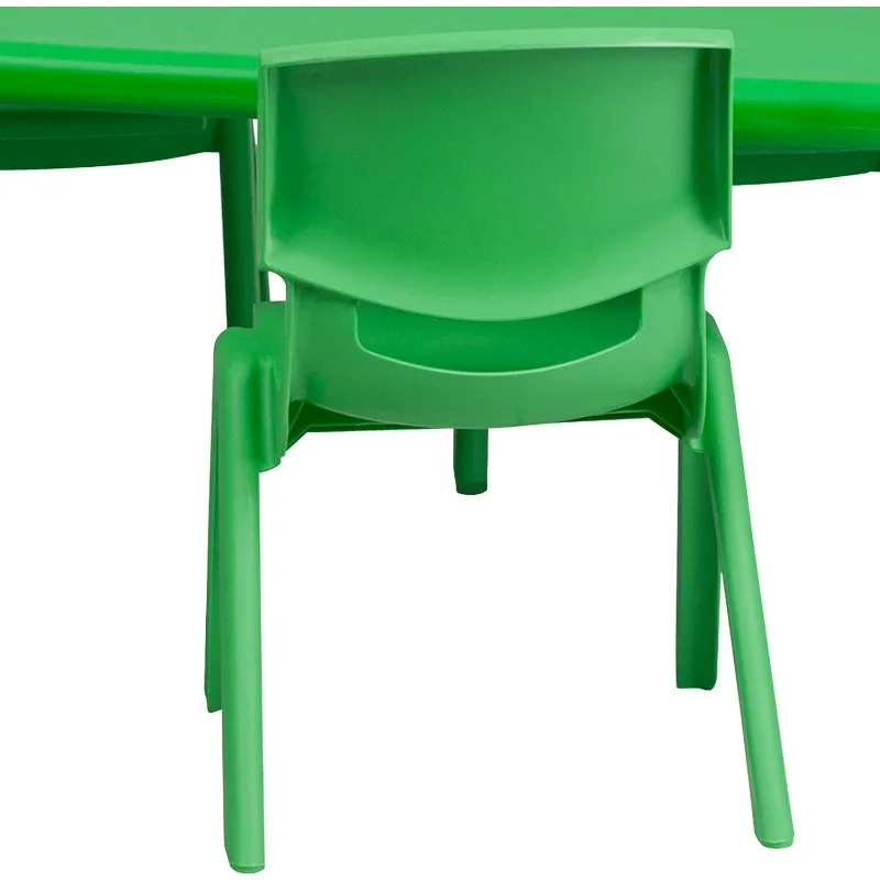 Ensemble de table d'activité réglable avec 4 chaises, rectangulaire, rouge, plastique recommandé, 24 po x 48 po L