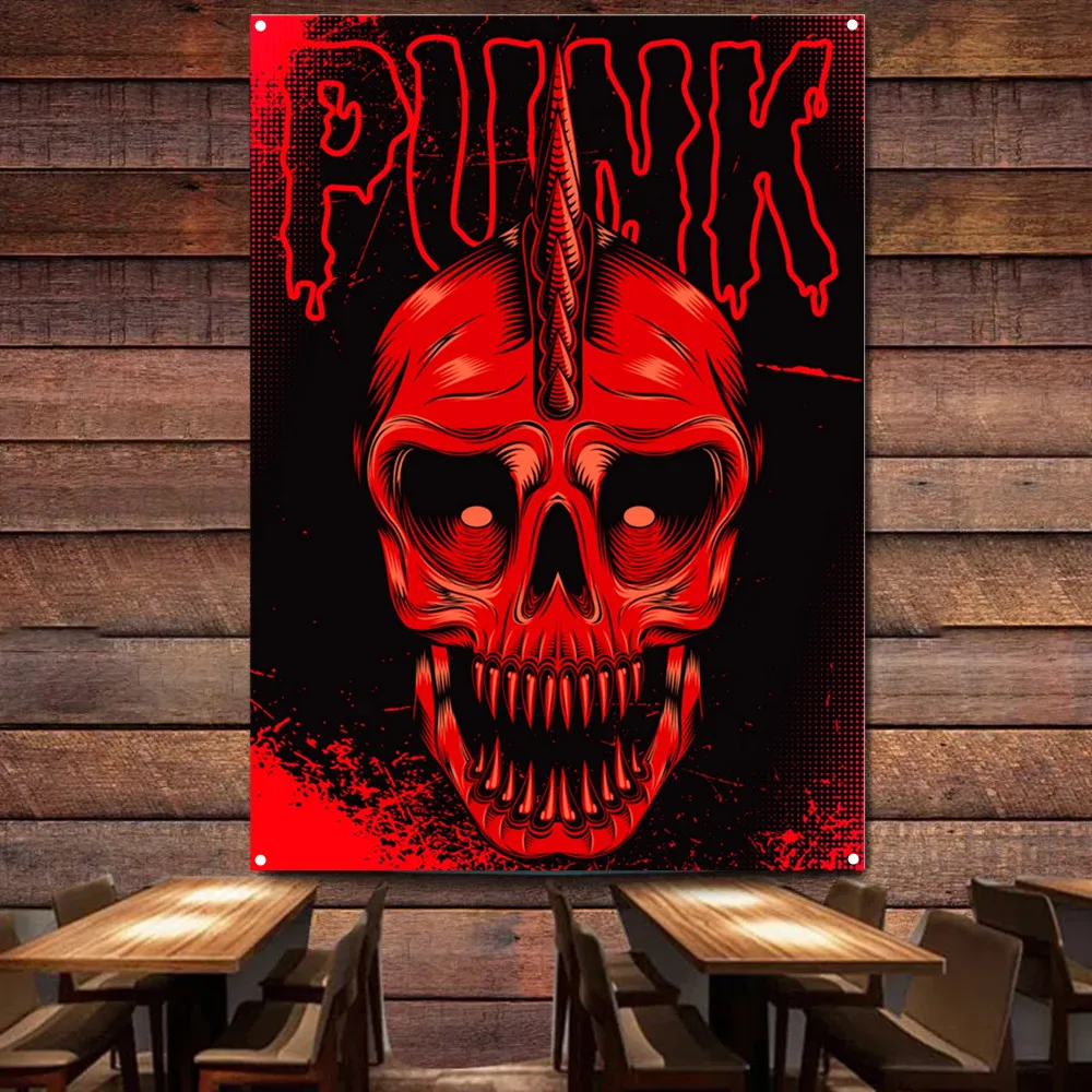 Classic Rock Band Tapestry, Vintage PUNK Music Poster Flag Wall Hanging for Bedroom Living Room Office Youth Hostel Decoration