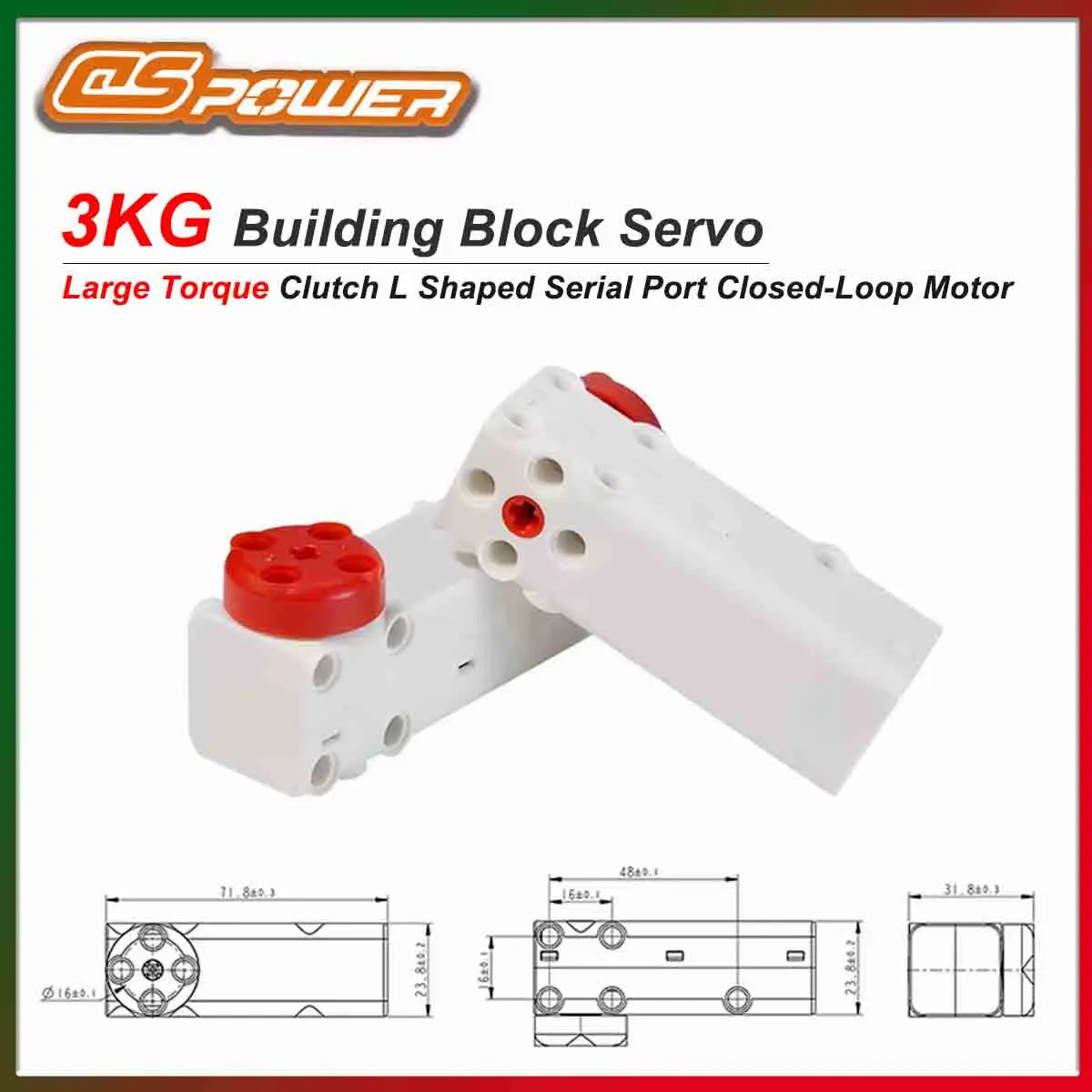 

Dspower E025A 3 кг Строительный блок Сервопривод Большой крутящий момент Высокоточная муфта L-образный последовательный порт Двигатель с замкнутым контуром для радиоуправляемого робота