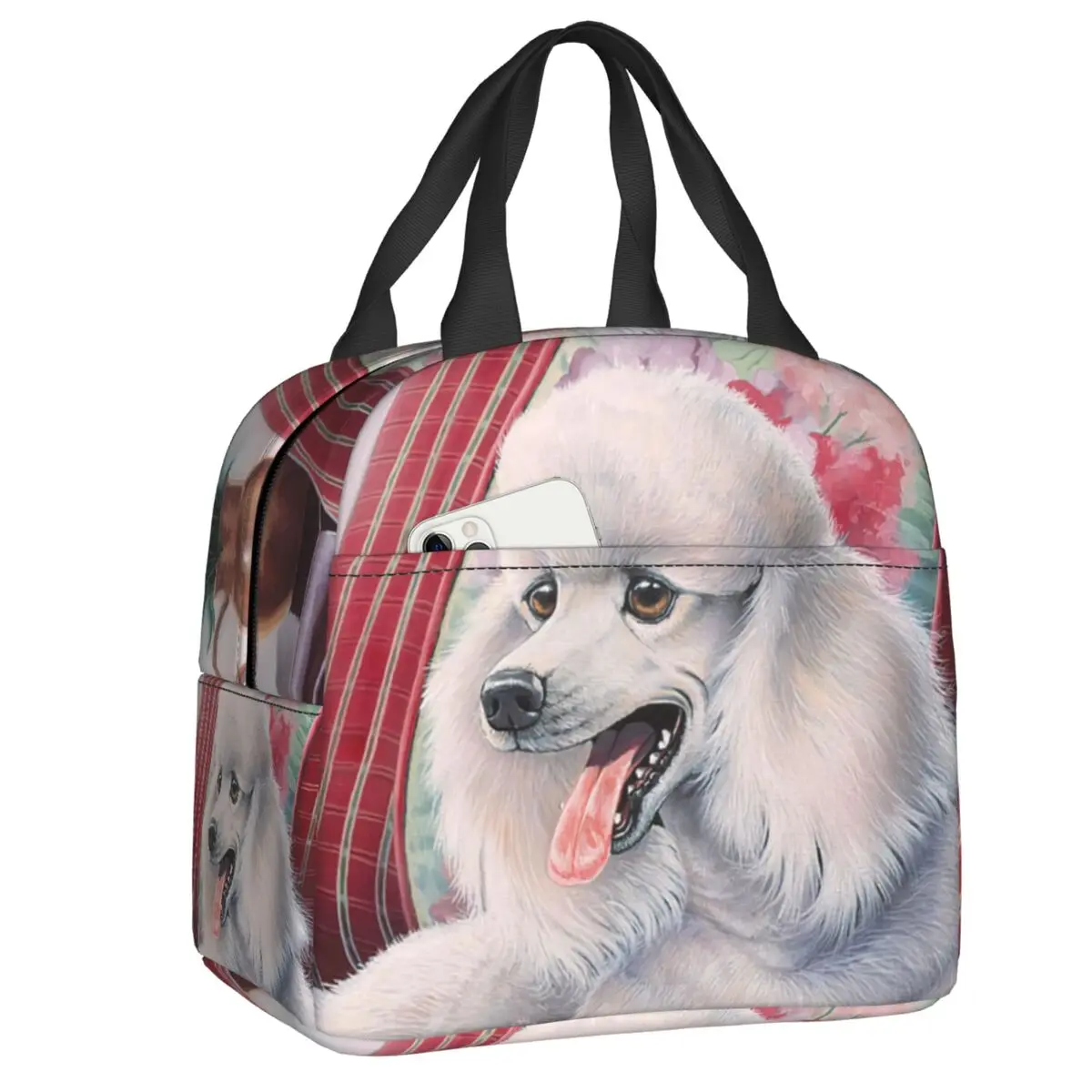 

Cute White Poodle Insulated Lunch Bag for Women Leakproof Animal Dog Thermal Cooler Lunch Tote Office Work School