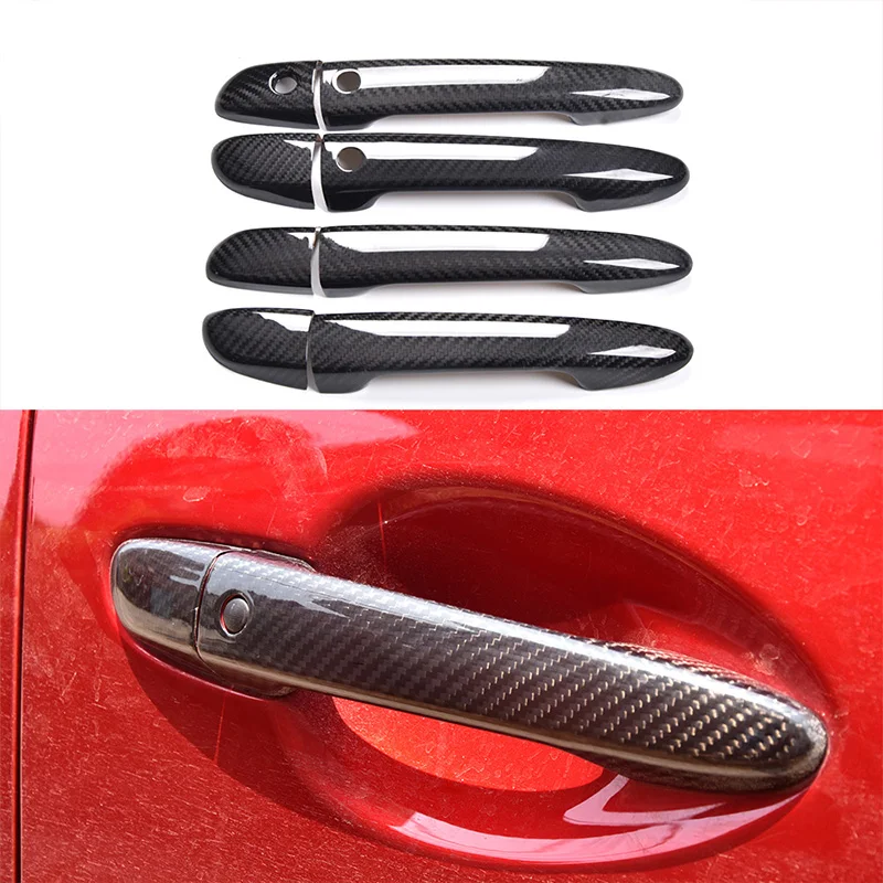 

Для Mazda 2014-2019, набор из 4 предметов, дверные ручки из сухого углеродного волокна, боковые дверные ручки автомобиля, накладка, накладка, накладка накладка