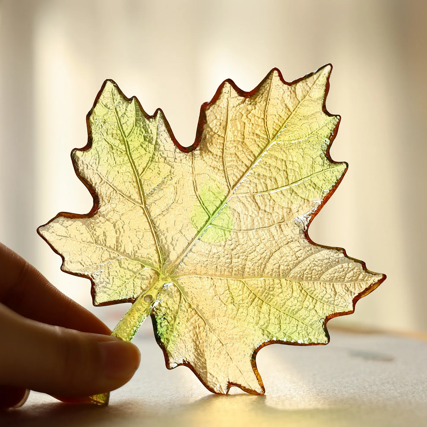 Glazed maple leaf ornament Chinese style study study decoration exquisite living room incense plate