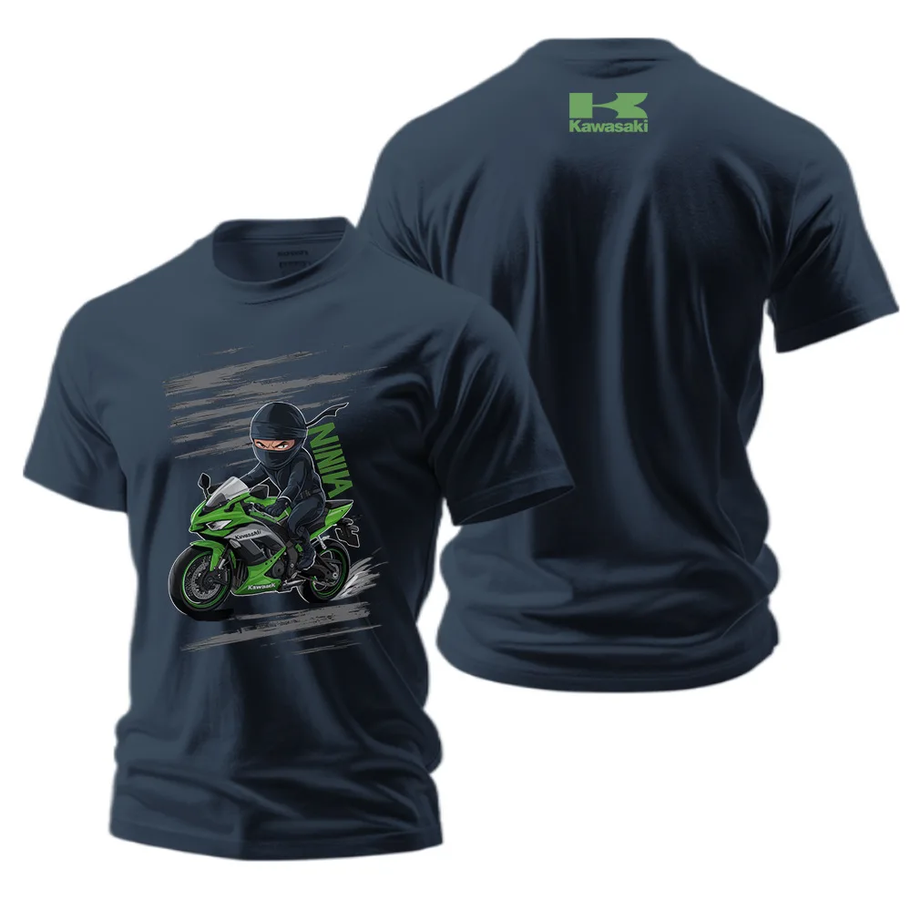 Kawasakis-カジュアルなオートバイのTシャツ,半袖サイクリングスーツ,レーシングラペルのダンガリー,オールマッチ,夏,新品,2024