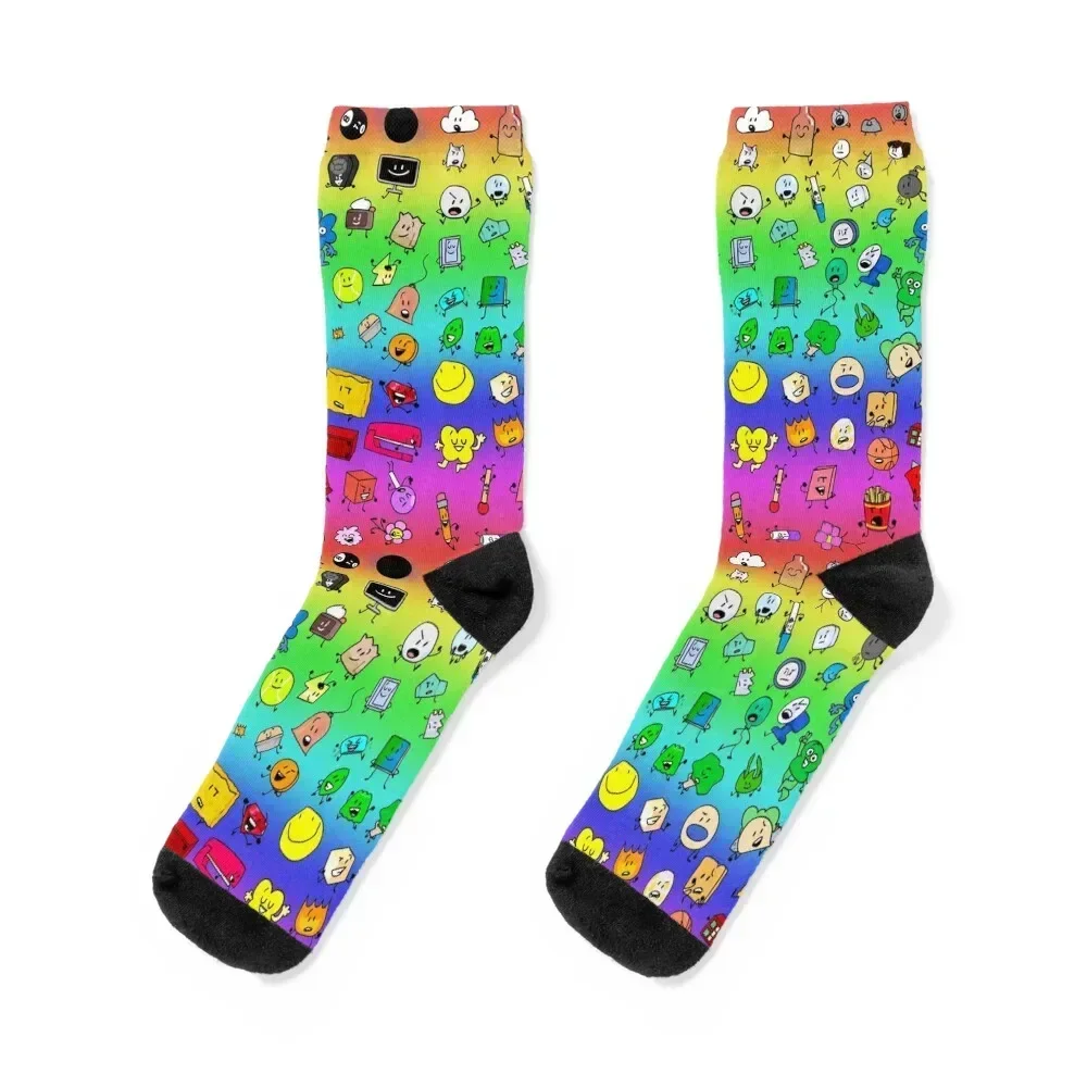 

BFDI All Characters (Rainbow) Socks funny gifts gym Male Socks Women's