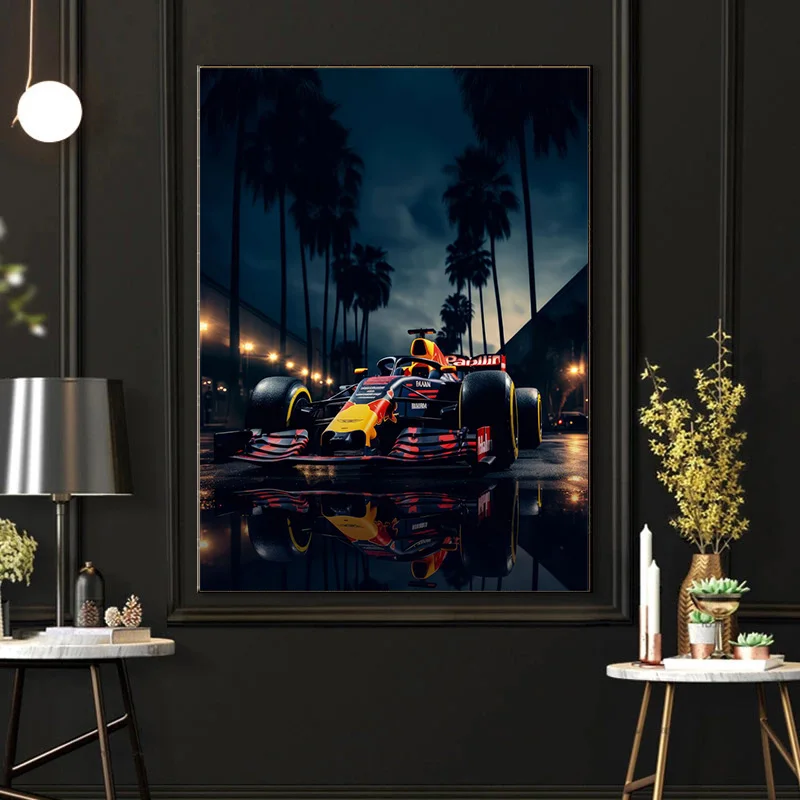 F1 Hamilton Racer Car Red-Bull Black-Mercedes Poster Canvas Painting Wall Art Pictures for Living Room Home Decor Gift