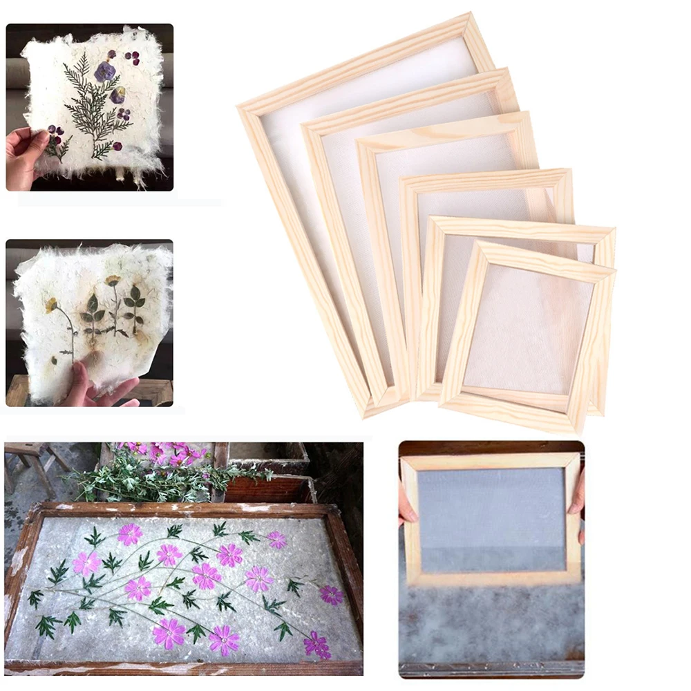 Paper Making Screen Kit, Includes Wooden Paper Making Mold Frame, Dried Flowers, Sponge for DIY Paper Craft