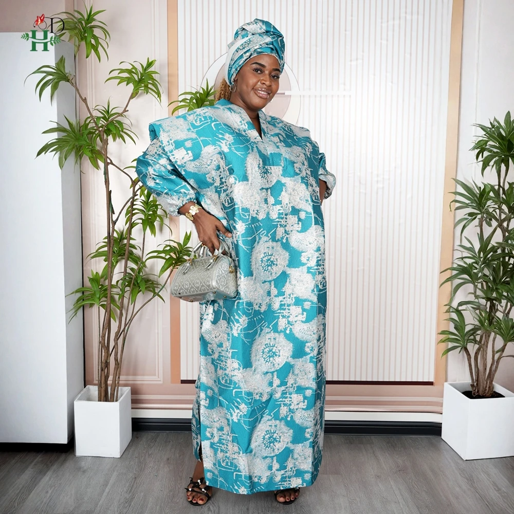 

H&D 2025 Evening Dresses African Women Traditional Bubu Robe Muslim Abaya Wedding Party Takchita Brocade Clothes Boubou Djellaba