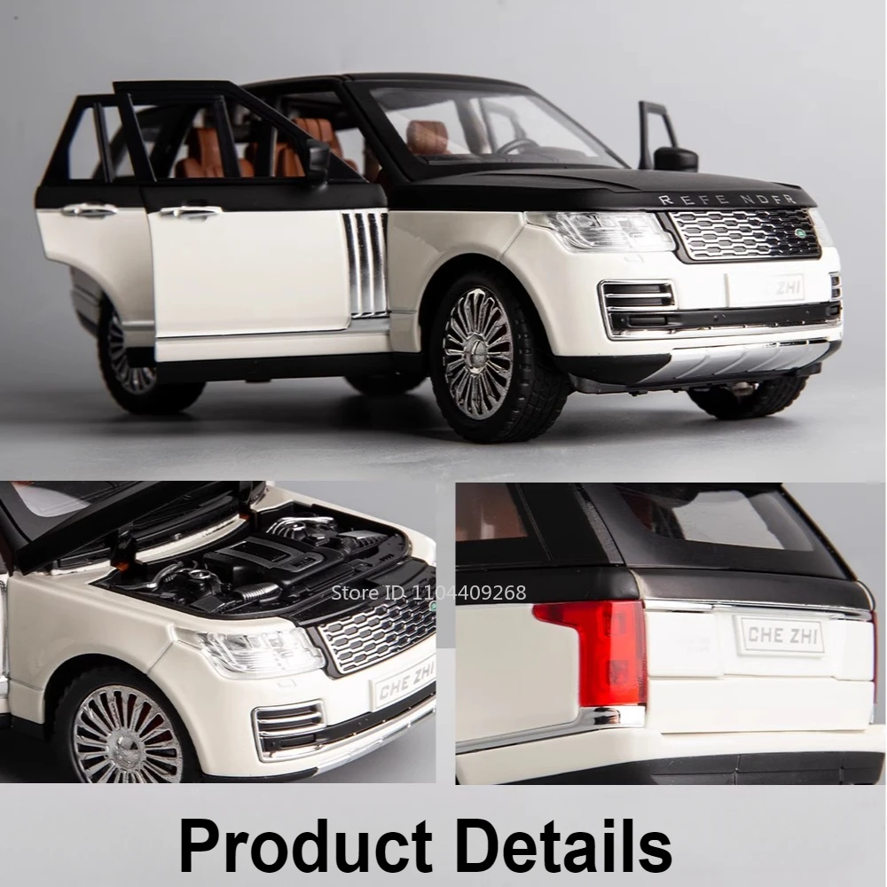 Land Rover Range Rover Defender 6x6, échelle 1:24, modèle de voiture, jouets en alliage moulé sous pression, Absorption des chocs, son et lumière, cadeau pour garçon