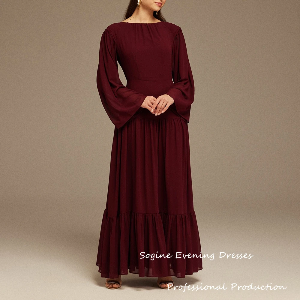 Vestidos De Fiesta De gasa transpirables para mujer, vestido largo plisado De manga larga para fiesta De boda, Vestidos De Fiesta