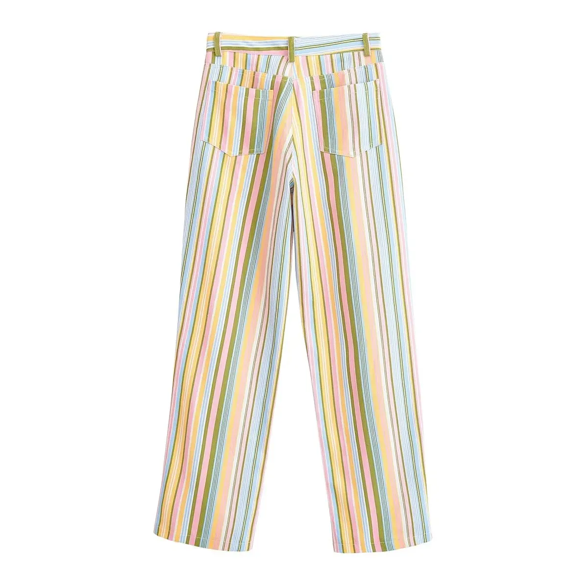 European and American style 2026 summer new style simple low-waist casual contrast striped wide-leg pants