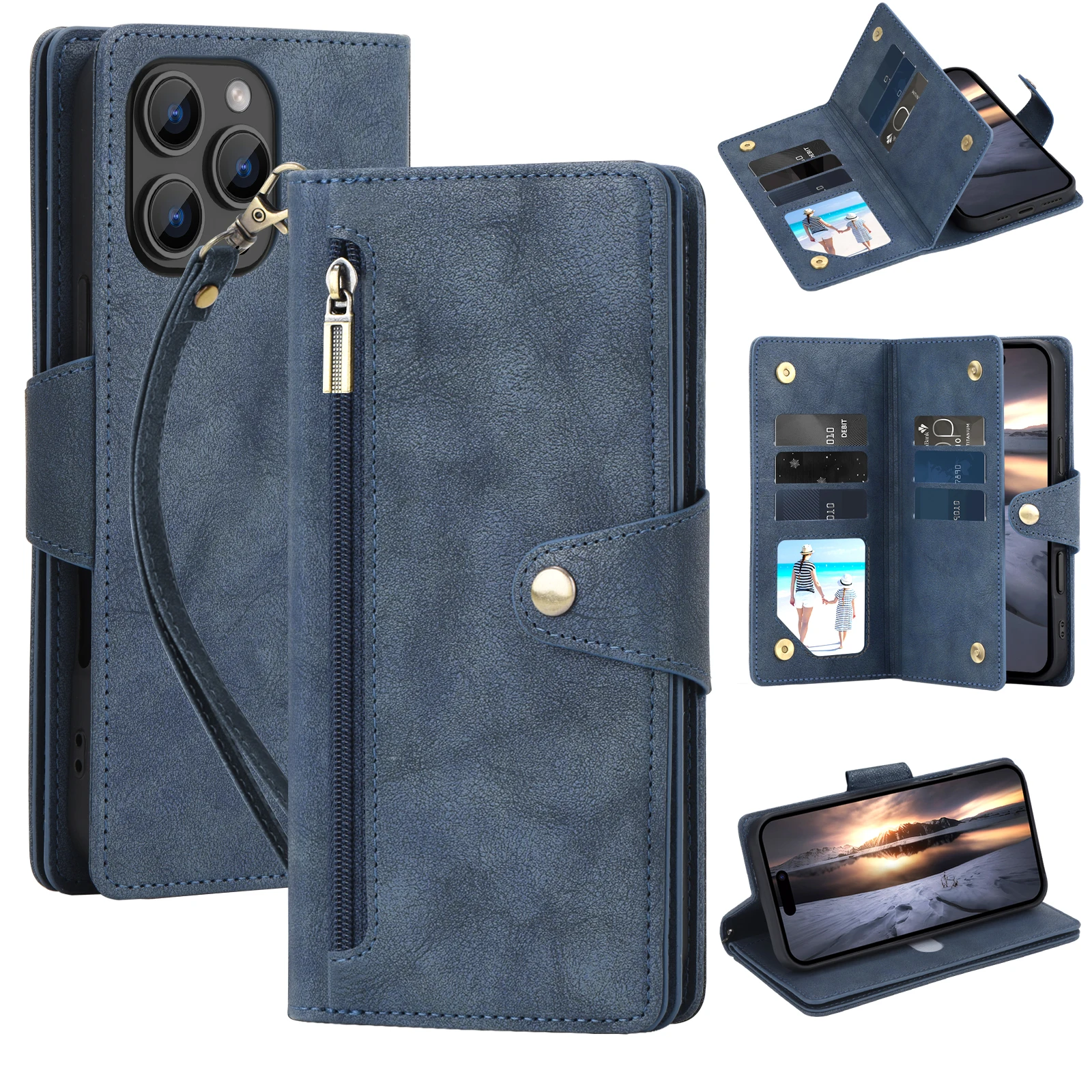 Wallet Multi-card Zipper Kickstand Magnetic Flip Leather Case For One Plus Nord N300 200 100 10 10Pro 9 8 7 7T Pro