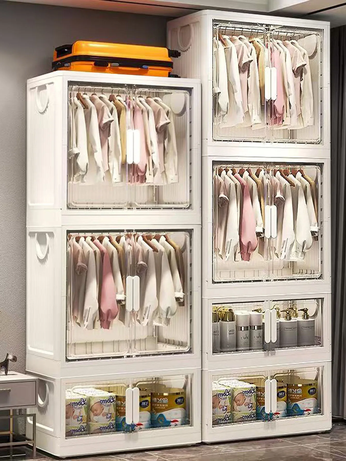 

No-Installation Baby Wardrobe Storage Cabinet for Home Bedroom Thickened Foldable Toy Plastic Storage Cabinet for Children