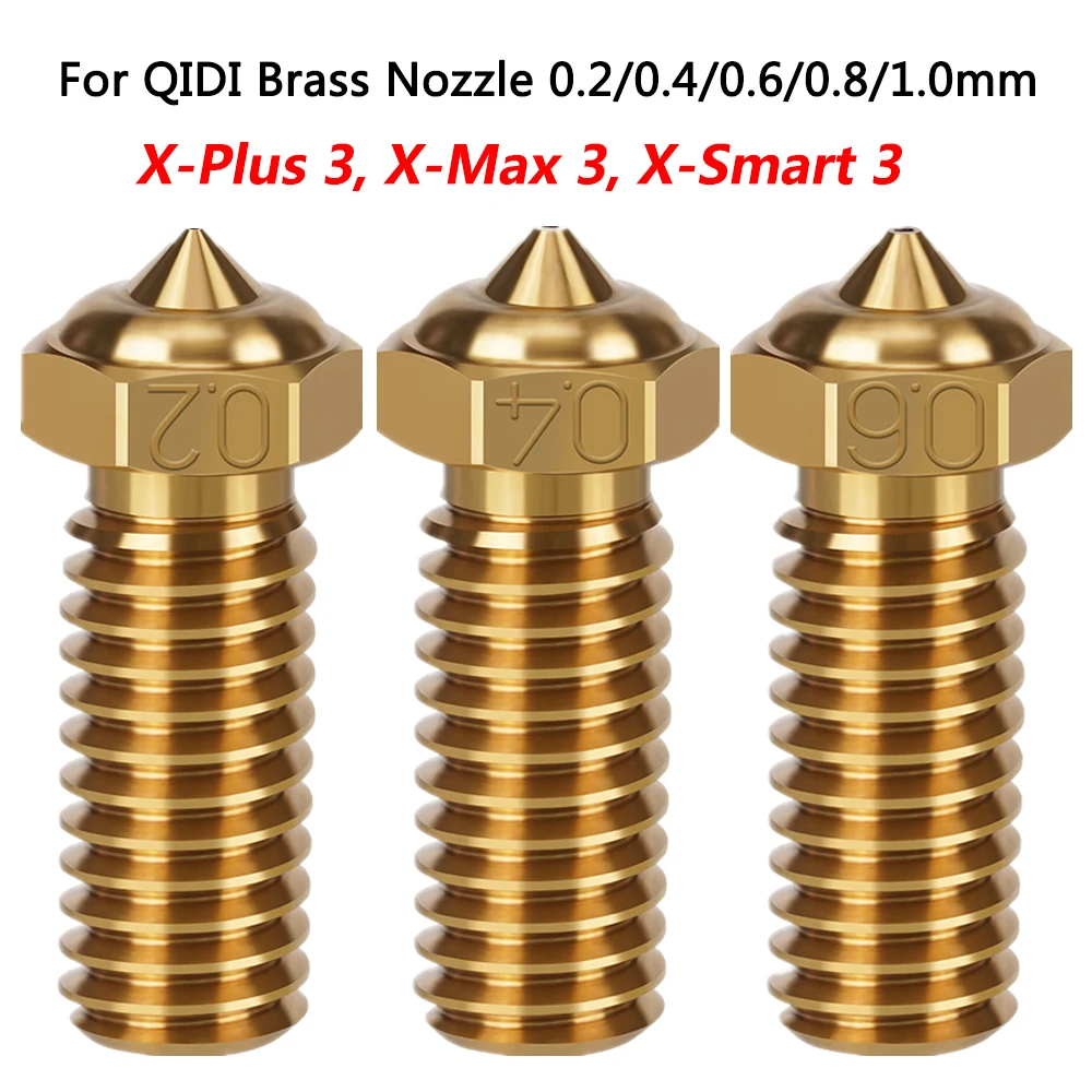 

5 шт. латунное сопло для QIDI Tech X-Plus 3/X-Max 3/X-Plus 3, сопло 0,2/0,4/0,6/0,8/1,0 мм 1,75 мм, аксессуары для 3D-принтера M6