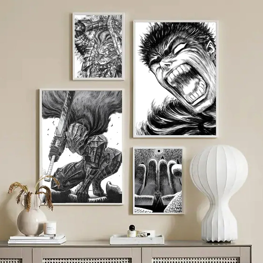 Berserk Guts Anime Posters Stickers Living Room Bedroom Entrance Cafe Wall Art Decoration Painting Room Home Decor