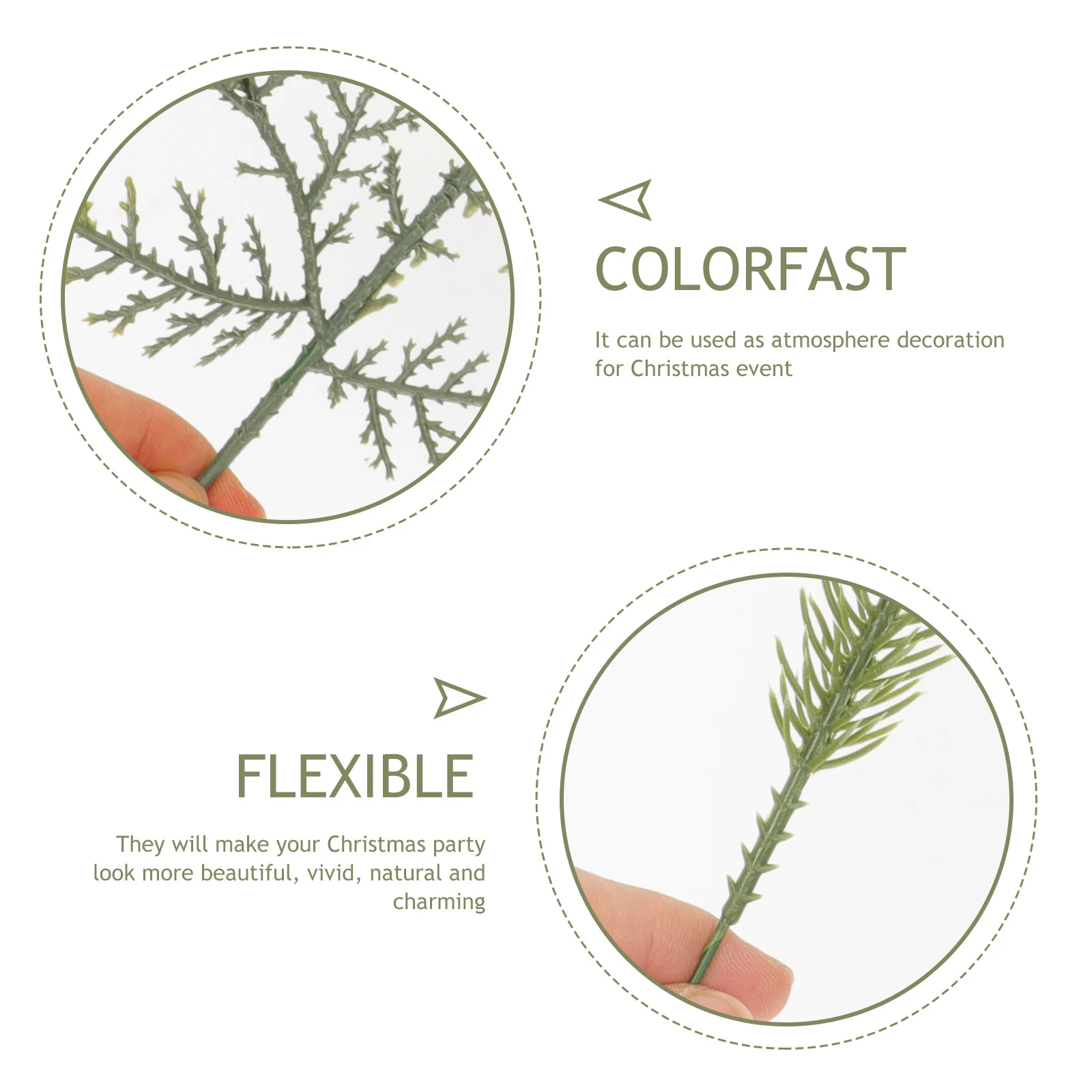 

10Pcs Christmas Tree Decoration Artificial Pine Needle Branches Sturdy Fake Green Plants for Holiday Wreath Garland Centerpiece