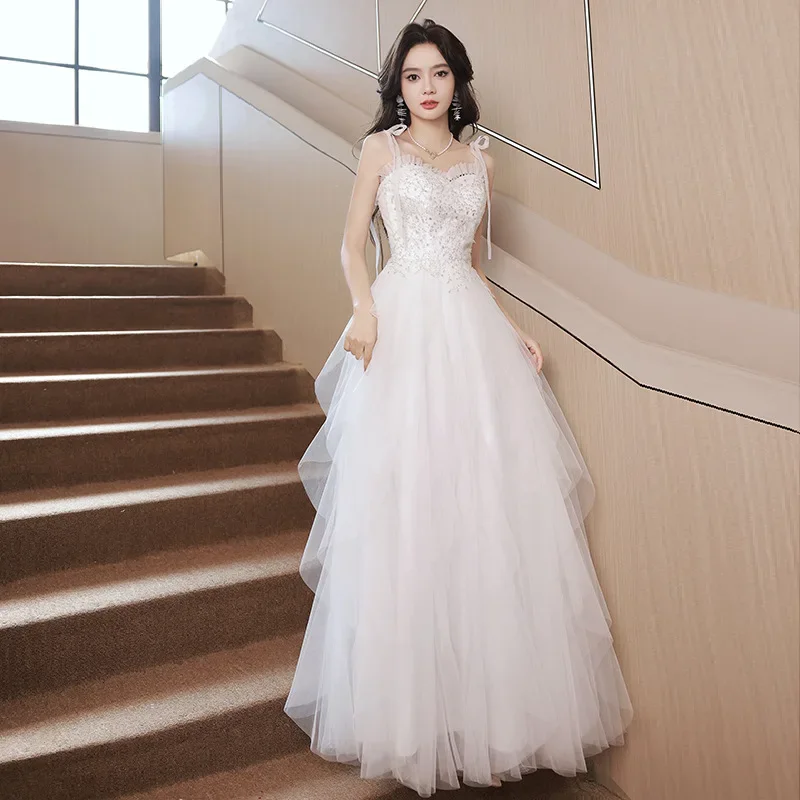 2024 Luxury Bridal Wedding Dresses Crystal Bridal Gowns Ball Gown Wedding Dresses Lace Stain Long Sleeveless Wedding Gowns