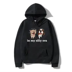 Homens e mulheres My Silly Era Engraçado Meme Graphic Hoodie, Streetwear de grandes dimensões, Camisolas de lã, Dog Lover Gift, Outono, Inverno