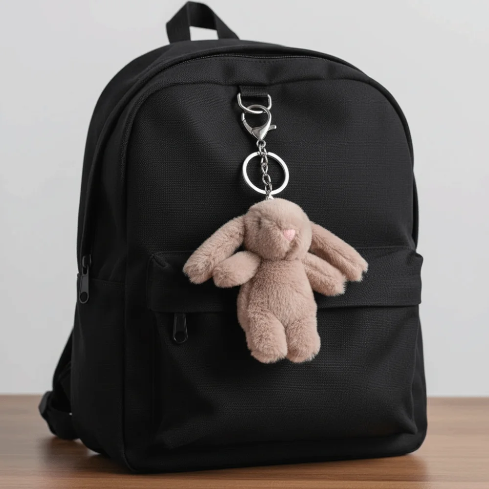 패셔너블한 토끼 플러시 펜던트 부드럽고 귀여운 플러시 인형 키체인 만화 플러시 토끼 키링 가방 액세서리