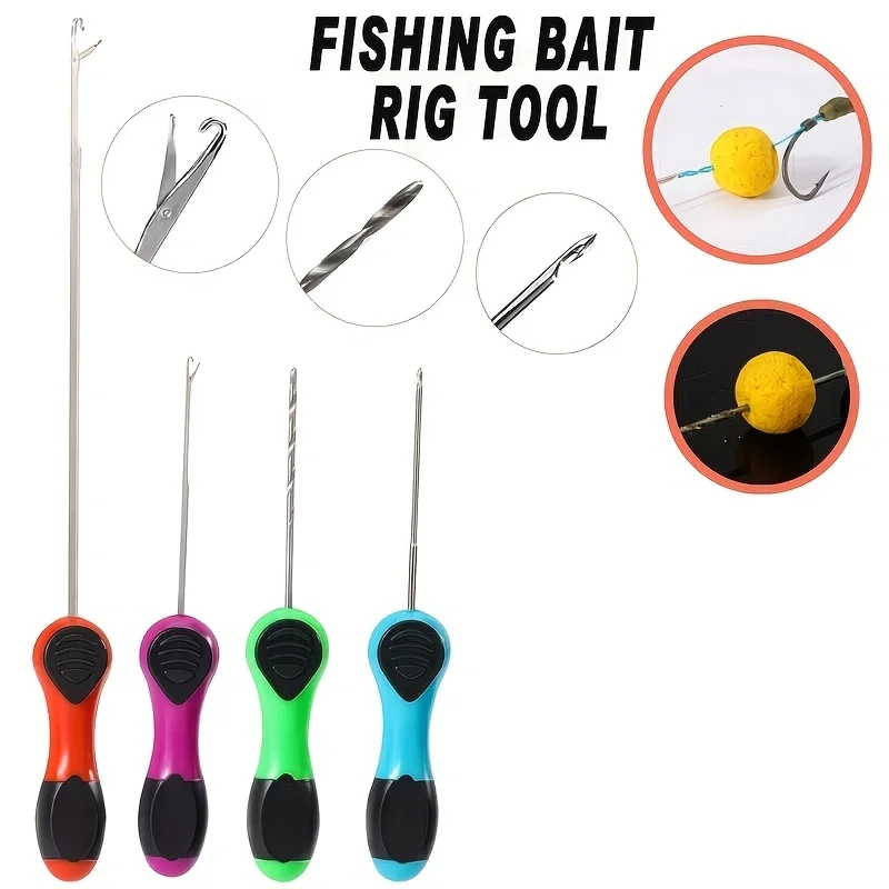 4-teiliges Set Karpfenangel-Ködernadeln für Pop-Up-Boilie-Rigs, Splicing-Nadeln und Werkzeuge zum Herstellen von Karpfenhakenverbindungen und zum Angeln