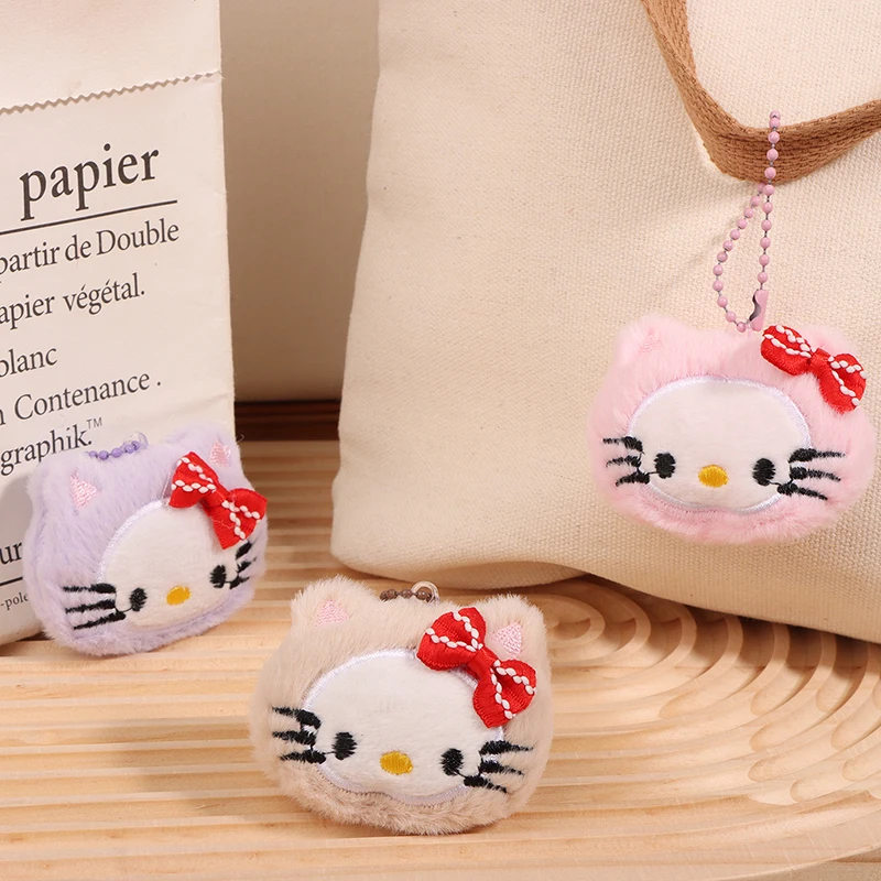 Pendentif en peluche Kawaii Bowvétérans t Hello Kitty, porte-clés chat de dessin animé, Sanurgente Stuffed Butter, porte-clés de voiture, sac à dos, cadeau de décoration, 1PC