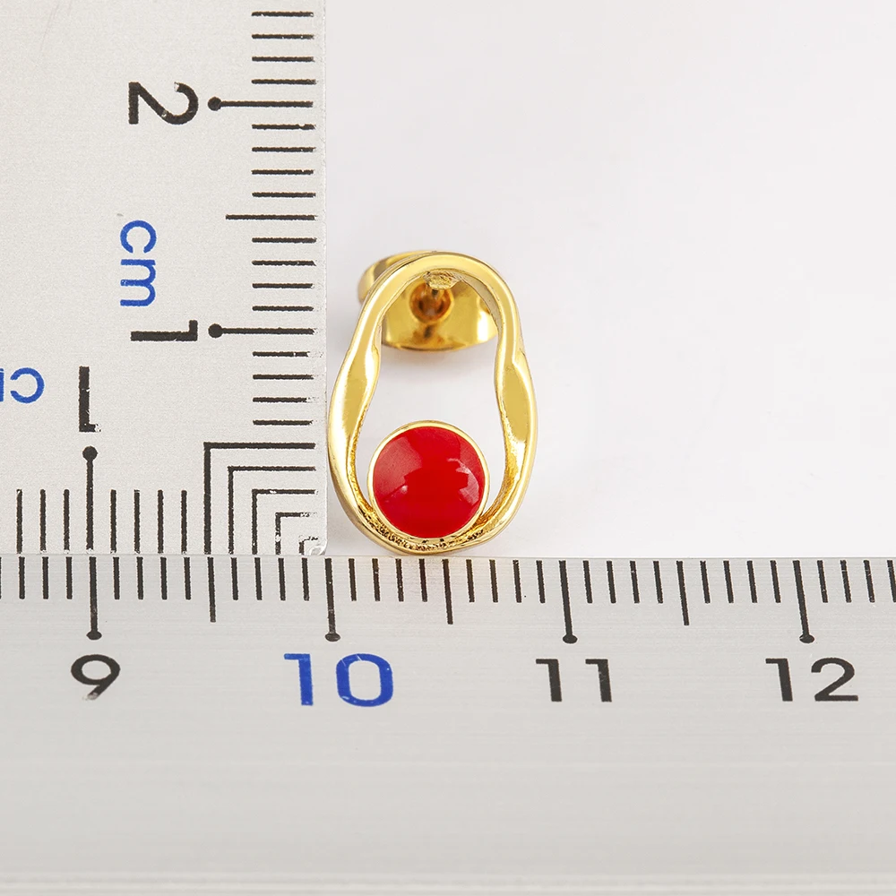 Nidin New Fashion Hollow Design Inlaid Red Zircon Charm Stud Earrings For Women Sweet Style Ear Jewelry Accessories Party Gifts