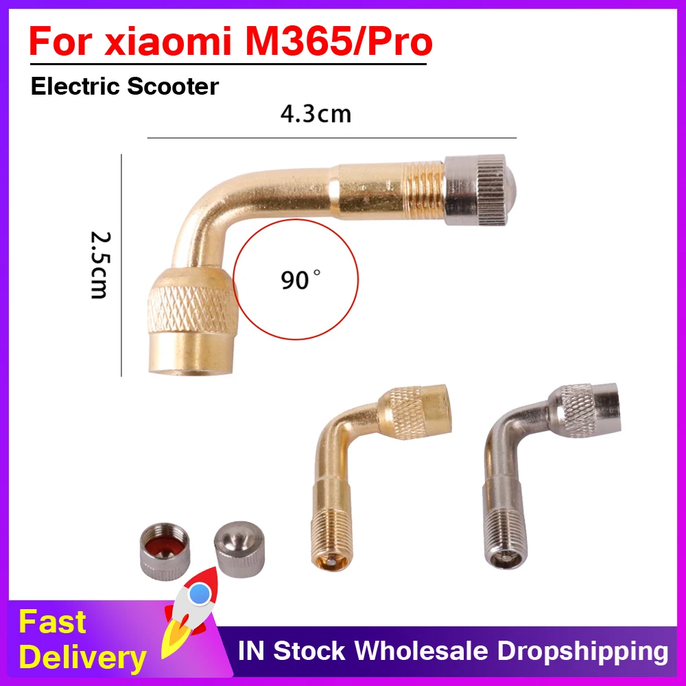 Universal 90 Degree Angle Brass Air Tyre Valve Stem Adapter for Xiaomi M365/1S/Pro/pro2 Mi3 Electric Scooter Air Valve Extender