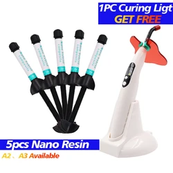5pcs Dental Resin Material A2 or A3 Get Free Light Oral LED Lamp Wireless Curing Dentistry Equipment Lamp Composite Lighting