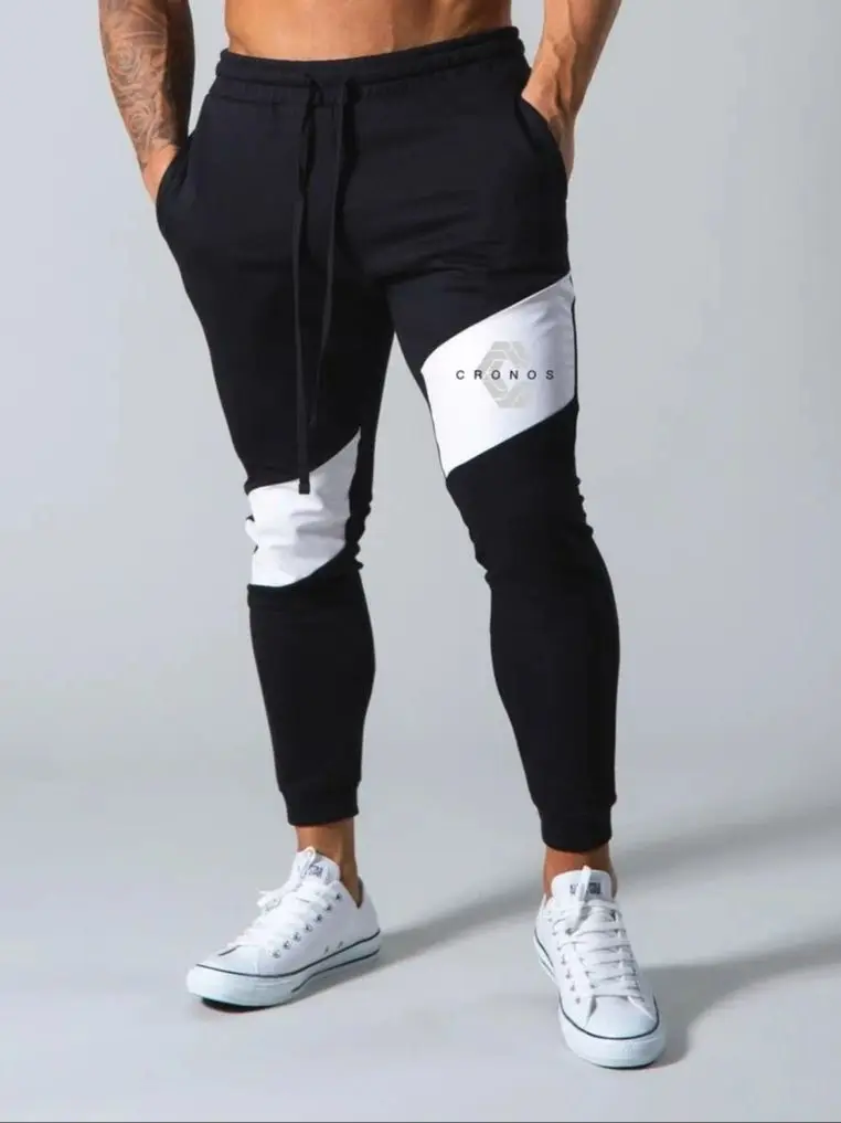 CRONOS GYM Print Pants Men Casual Sports Pants Running Workout Jogging Sportswear Men Patchwork Joggers Sweatpants Long Pants - Image 2