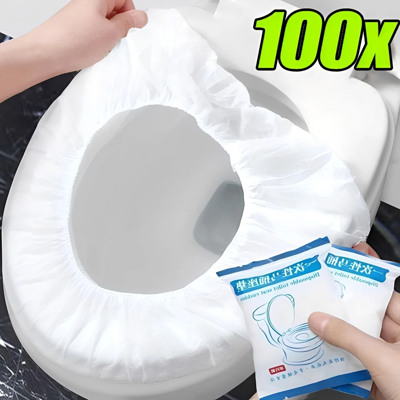 Funda desechable para asiento de inodoro, fundas de asiento desechables de tela no tejida impermeables para viajes, salidas, Hotel, Hospital, inodoro público