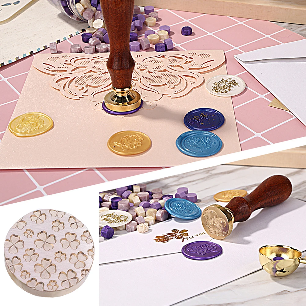 25mm Fire Paint Copper Head 3D Relief Candy Series Sealing Wax Copper Head Classic Vintage Invitation Envelope for Wedding Card