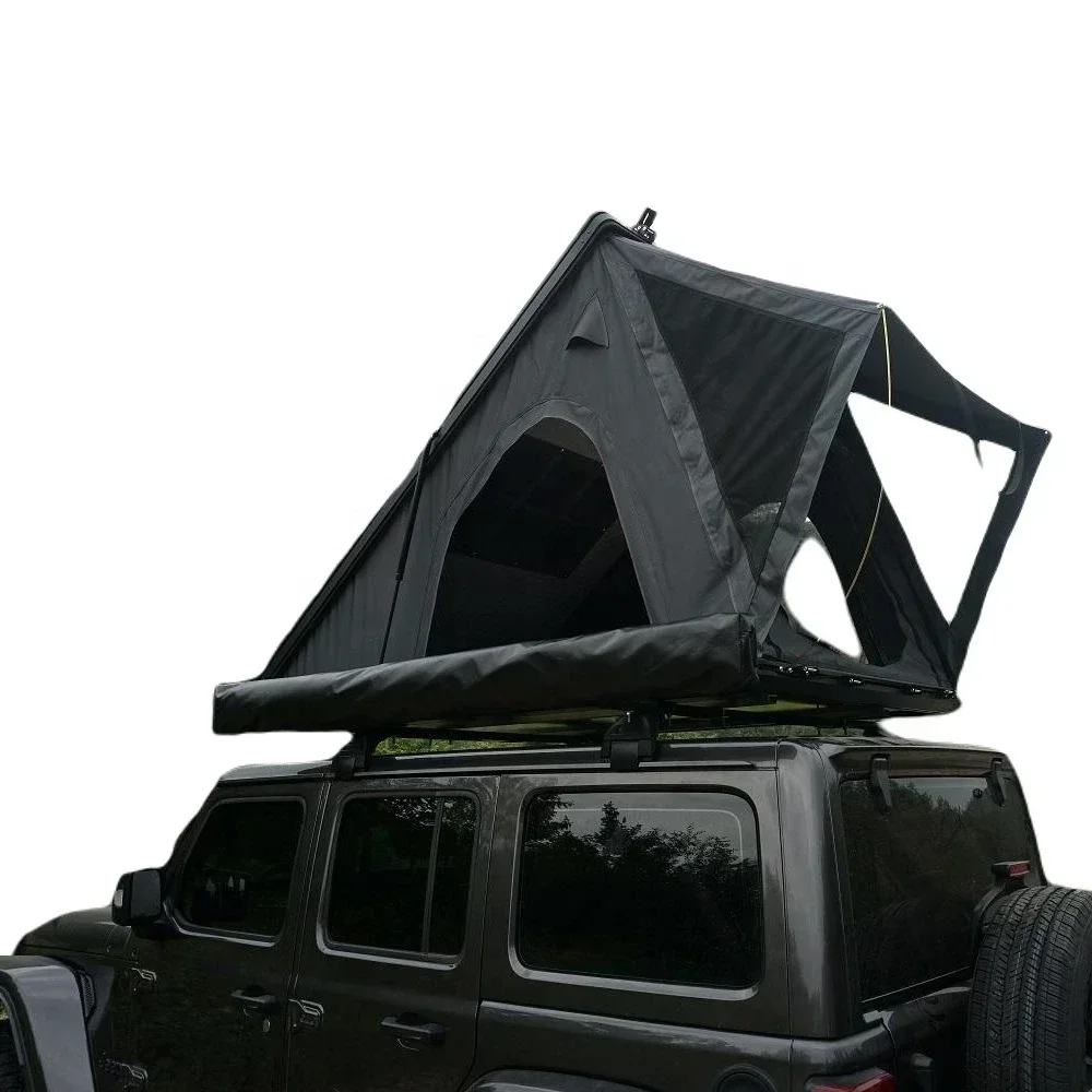 

Camping Aluminum 4 Person Roof Top Tent Car Rooftop Tent Triangle Clamshell Hard Shell Top Roof Tent