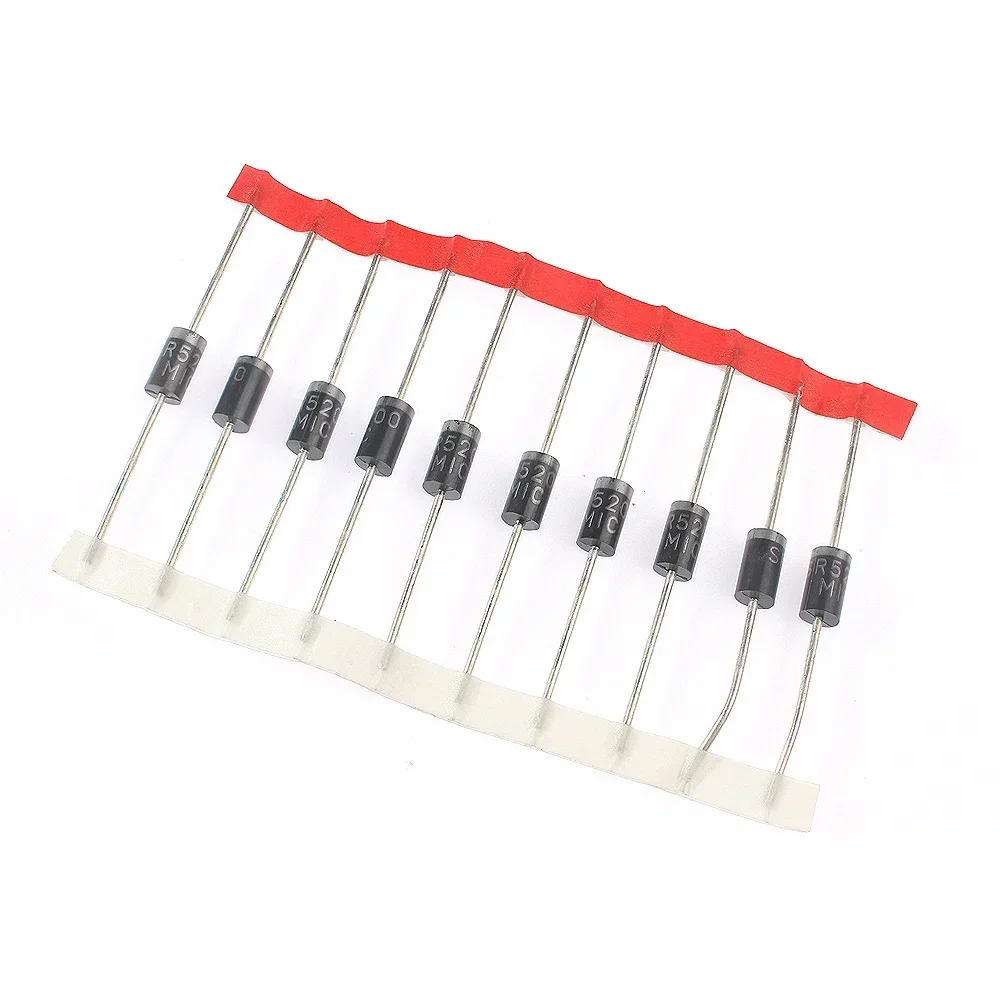 50PCS Schottky Rectifier Diode Assortment Kit 5 Value SR3100 SR3200 SR560 SR5100 SR5200 3A 5A 60V 100V 200V DO201AD Package