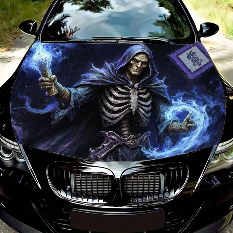 

Наклейка на капот автомобиля: 1 шт., дизайн «Скилл Вайзарт» с синим пламенем, «Плащ Дьявола» и «Звездная ночь», «Эфирный синий туман» для грузовиков