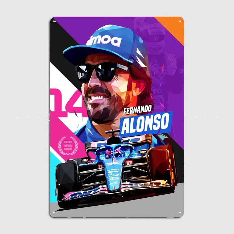 Fernando Alonso 2022 Vintage Decoration F1 Wall Decor Metal Signs Vintage Art Mural Garage Bar Decor Modern Home Decoration Room