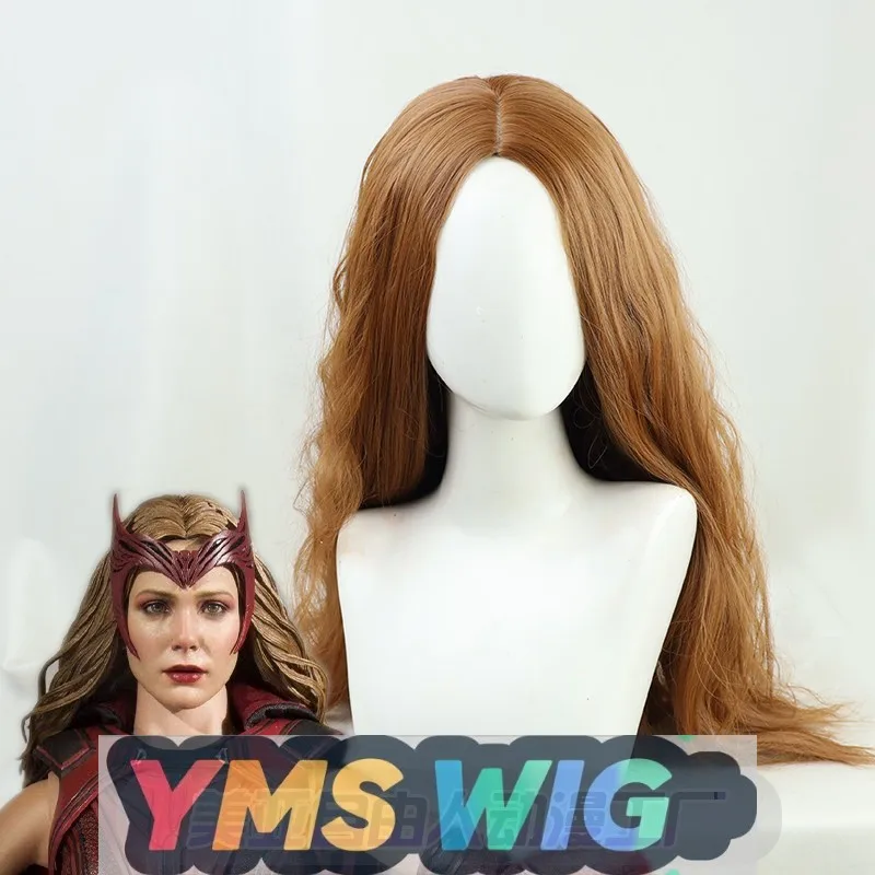 

【YMS WIG】American TV Series WandaVision Wanda Cosplay Wig Realistic Long Scalp Slightly Curly Avengers Alliance