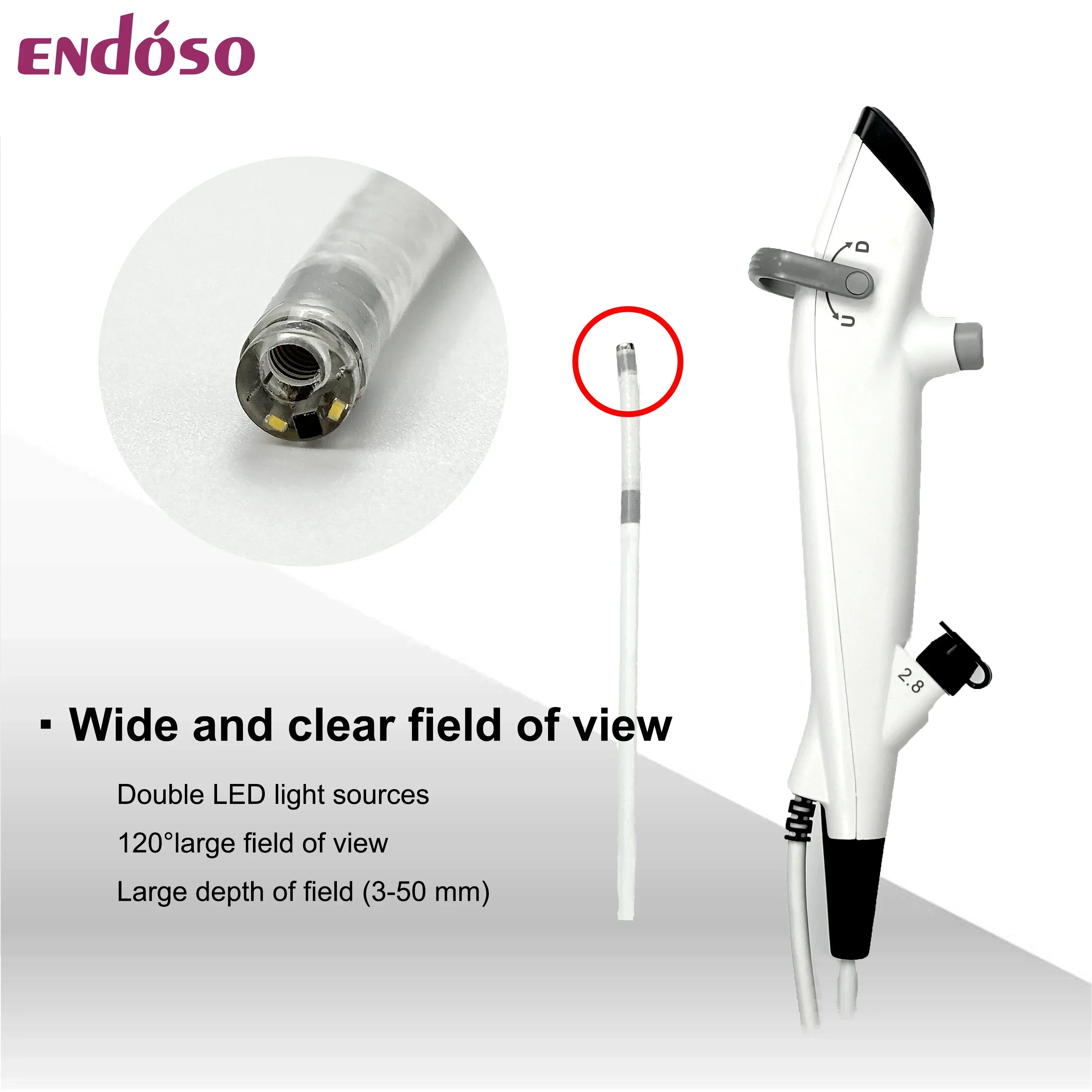 Endoso Hot Sale Handheld Flexible 2.2mm 2.4mm 2.8MM Working Channel Video Bronchoscope ENT Endoscope With Fiber Optic