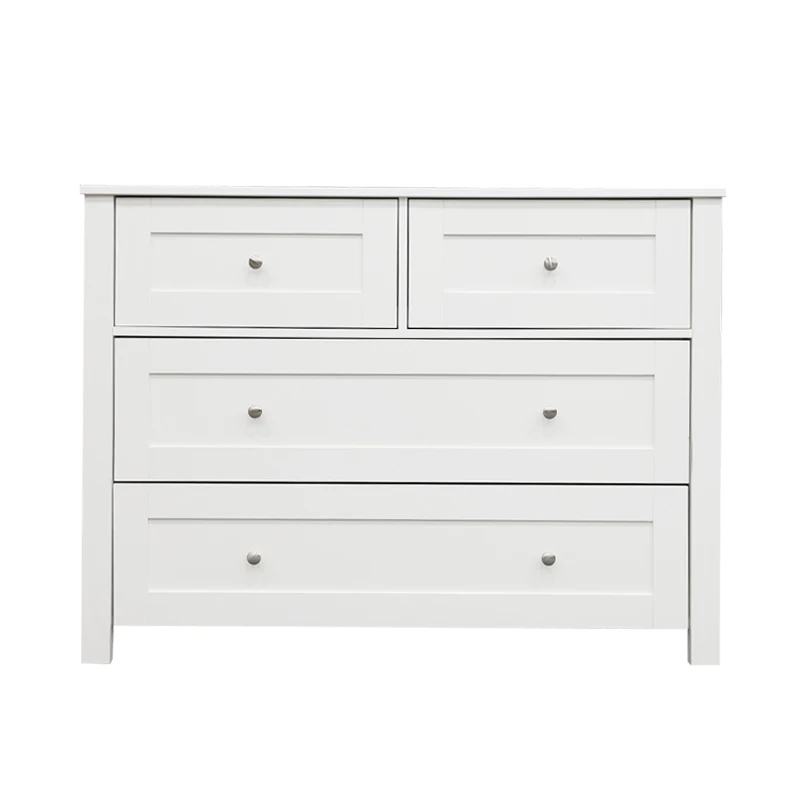 Dresser for Bedroom, Classic Style 3 Tier 4 Drawer Chest Cabinet Furniture of Home, White