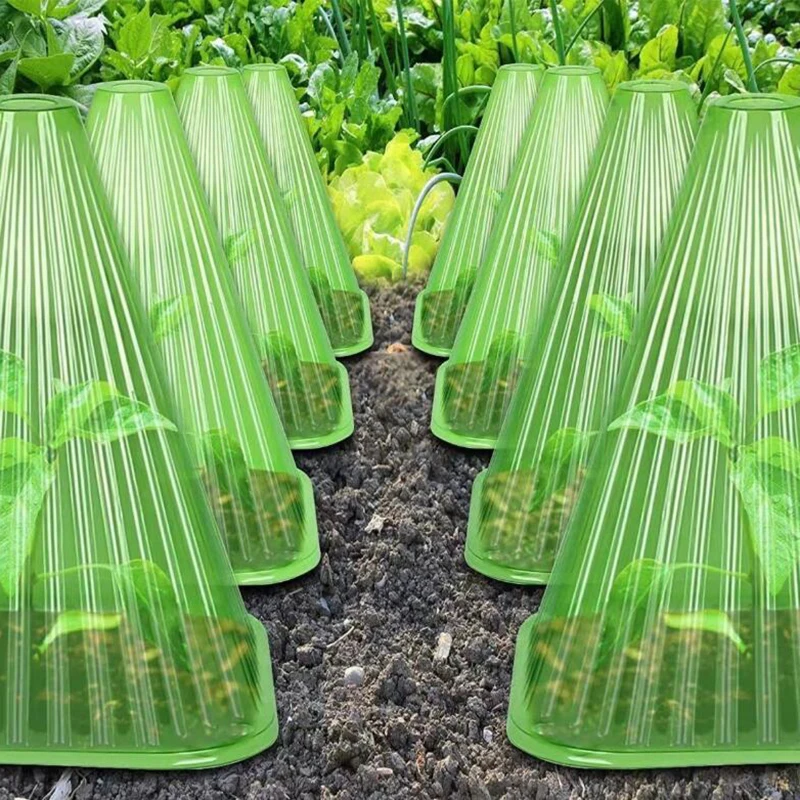 10pcs Growth Box Planting Tent Reusable Square Use Plant Clock Cover To Protect Plants From Bird Frost and Snail Damage Green